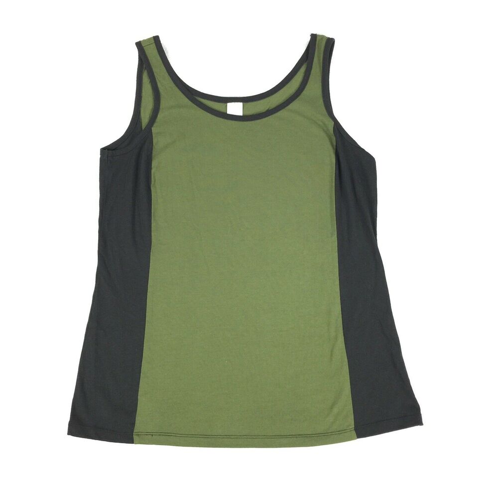 Colorblock Two Tone Tank Top Size Medium Womens Green Black Sleeveless M